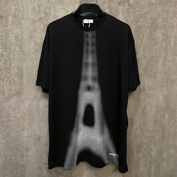 人気No1ディオール Eiffel Tower コットン リネン ジャージー Tシャツ 偽物 3色 def48513
